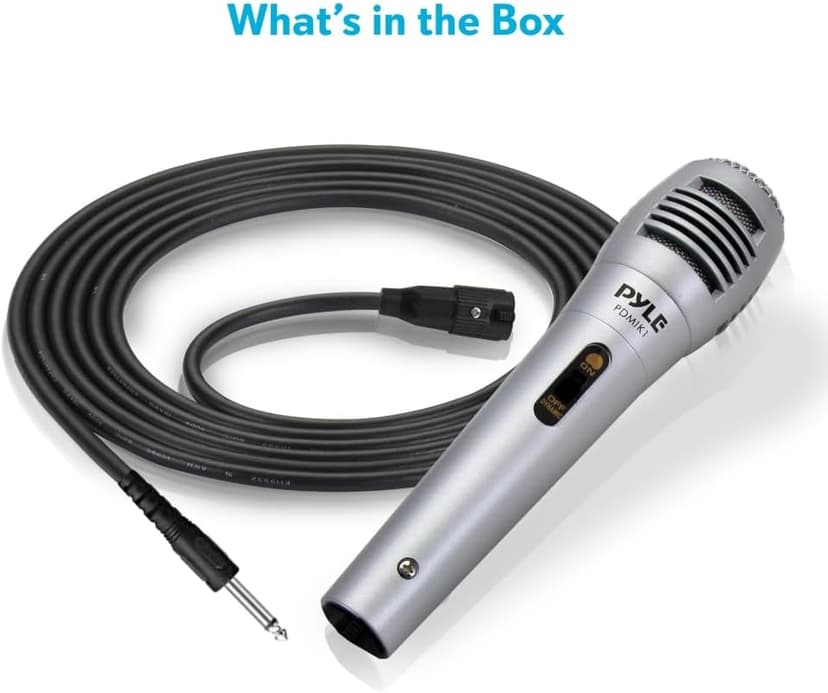 Pyle Wired Dynamic Microphone - Professional Moving Coil Unidirectional Handheld Mic with Built-in Acoustic Pop Filter, Rugged Construction, Steel Mesh Grill, 6.5 ft XLR Audio Cable Wire - PDMIK1