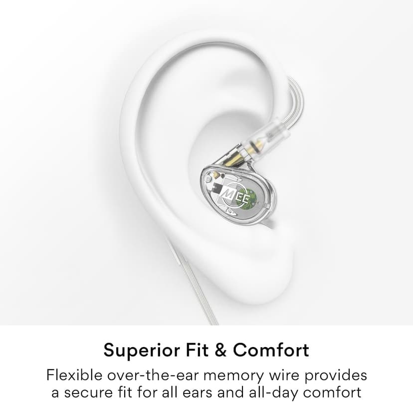 MEE audio Professional MX3 PRO Triple-Driver Hybrid Musician's in Ear Monitor Headphones with Enhanced Midrange and Warm Tonality, Noise Isolating Earphones with Detachable Cables, Transparent