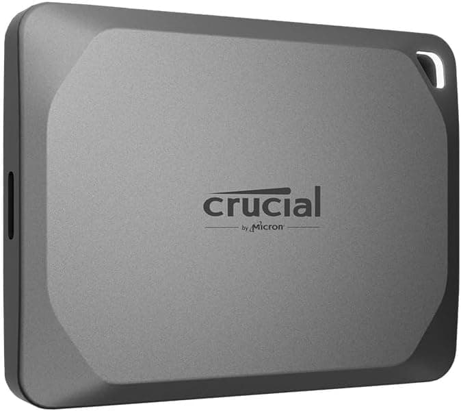 Crucial X9 Pro 2TB Portable SSD, Up to 1050MB/s Read & Write, 3.2 USB-C, External Solid State Drive, Durable Storage for PC & Mac, for Content Creators & Videogaphers, Silver - ‎CT2000X9PROSSD902