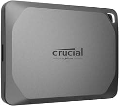 Crucial X9 Pro 2TB Portable SSD, Up to 1050MB/s Read & Write, 3.2 USB-C, External Solid State Drive, Durable Storage for PC & Mac, for Content Creators & Videogaphers, Silver - ‎CT2000X9PROSSD902