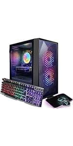 STGAubron Prebuilt Gaming PC Desktop, Radeon RX 550 4G GDDR5, Intel Core I5 up to 3.7GHz, 16G RAM, 512G SSD, WiFi, BT 5.0, RGB Fan x3, Windows 10 Home
