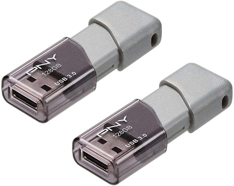 PNY 128GB Turbo Attaché 3 USB 3.0 Flash Drive, Silver (Pack of 2)