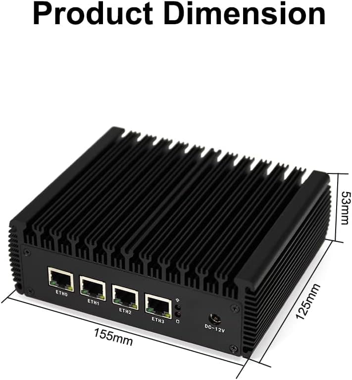 4X 2.5GbE Intel I225-V Ethernet Firewall Appliance Mini PC, Intel Celeron J4125 AES-NI VPN Router PC HDMI VGA 4GB RAM 64GB MSATA SSD