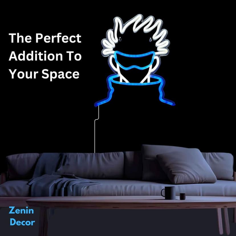 Zenin Decor | LED Gojo Wall Art Light - Handmade - Decorations - Japanese Display Backgrounds - Jujutsu Anime Peripherals, Dorm Game room Bedroom And Gift