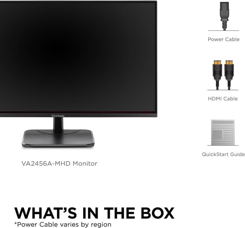 ViewSonic VA2456A-MHD 24 Inch IPS 1080p Monitor with 120Hz, Eye Care, HDMI, DisplayPort, and VGA Inputs for Home and Office
