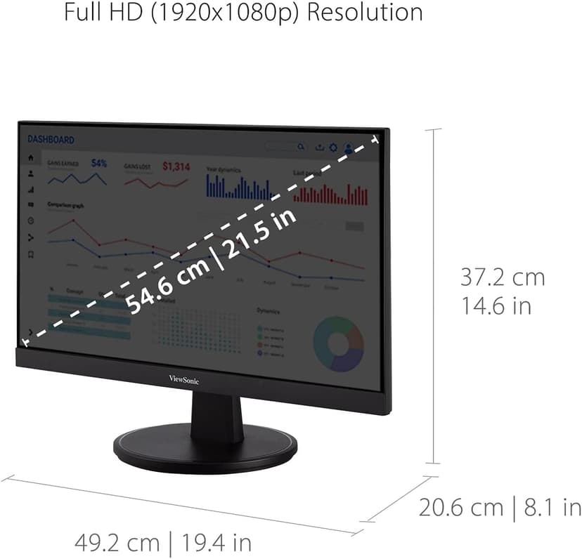 ViewSonic VA2247-MH 22 Inch Full HD 1080p Monitor with 100Hz, FreeSync, Ultra-Thin Bezel, Eye Care, HDMI, VGA Inputs for Home and Office
