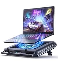 llano RGB Laptop Cooling Pad, Gaming Laptop Cooler with Powerful Turbofan, Fast Cooling Laptop 15.6-21in, Adjustable Speed, Touch Control, LCD Screen