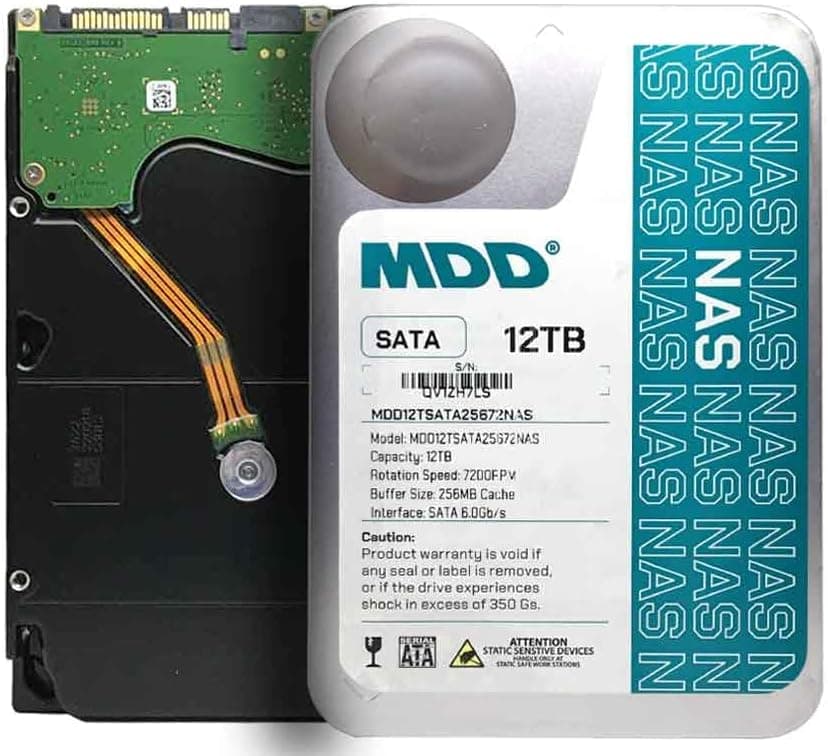 MDD MAXDIGITALDATA MDD (MDD12TSATA25672NAS) 12TB 7200 RPM 256MB Cache SATA 6.0Gb/s 3.5'' Internal NAS Hard Drive - 5 Years Warranty (Renewed)