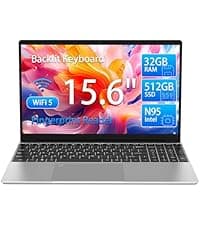 15.6" FHD Laptop,16GB DDR4 RAM 512GB SSD,Portable Laptop Computer with Backlit Keyboard,180 ° Angle Opening,Fingerprint Reader,38WH Battery,Webcam,WiFi 5,BT 4.2,Mini HDMI,USB 3.0