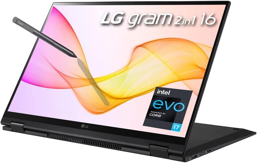 LG 2023 Gram 16" 2-in-1 Ultralight Laptop WQXGA IPS Touch Intel EVO i7-1360P 32GB RAM 1TB(512x2) NVMe SSD Iris Xe Graphics WiFi AX Backlit Fingerprint Fullday Battery Windows 11 w/Pen and RE USB