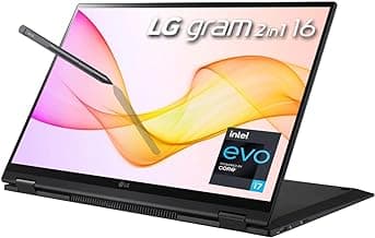 LG 2023 Gram 16" 2-in-1 Ultralight Laptop WQXGA IPS Touch Intel EVO i7-1360P 32GB RAM 1TB(512x2) NVMe SSD Iris Xe Graphics WiFi AX Backlit Fingerprint Fullday Battery Windows 11 w/Pen and RE USB