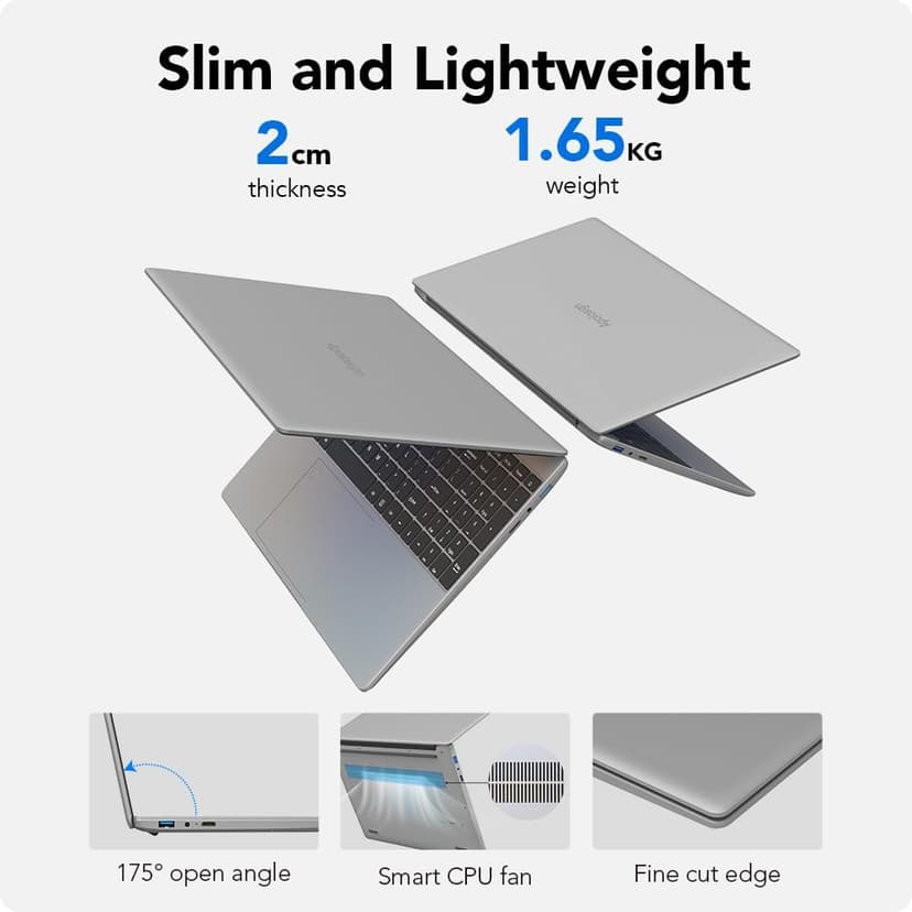 ApoloSign Laptop, 12GB RAM, 512GB SSD, 15.6" Full HD Notebook, Expandable to 1TB, Intel N5095 Processor, Dual-Band WiFi, 178° Viewing Angle, Dual Speakers