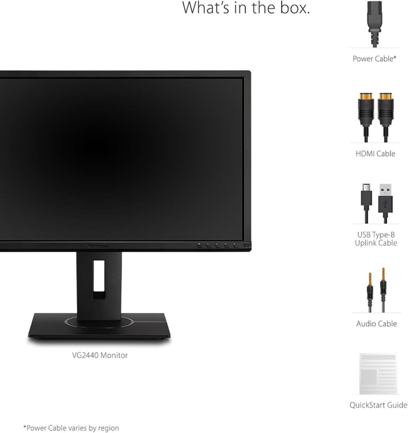 ViewSonic VG2440 24 Inch IPS 1080p Ergonomic Monitor with HDMI, DisplayPort, VGA, USB Inputs for Home and Office