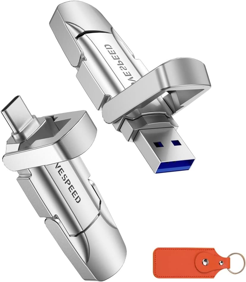 MOVE SPEED 1TB Solid State Flash Drive 570MB/s High Speed Type C + USB 3.2 Drive Dual Port, Thumb Drive Compatible with iPhone 15, 16 Series/Android Phone/MacBook/Audio/Smart TV