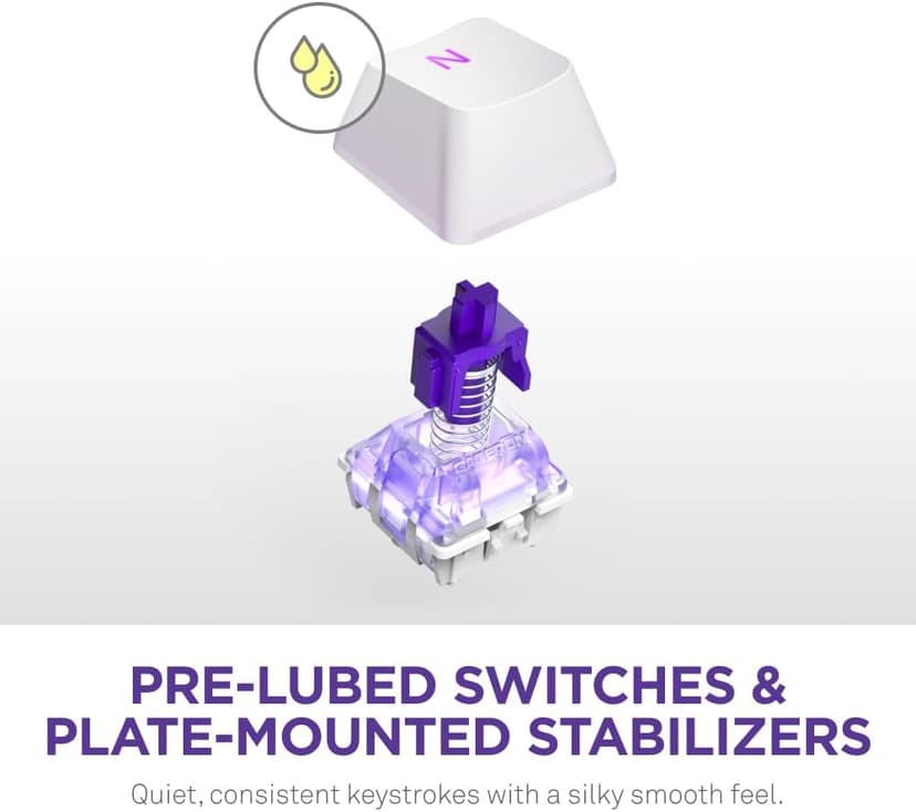 NZXT Function 2 Full-Size Wired Optical Gaming Keyboard - 8K Polling Rate - Linear Optical Switches - Adjustable Actuation - Double-Shot PBT Keycaps - RGB - Hot-Swappable - White