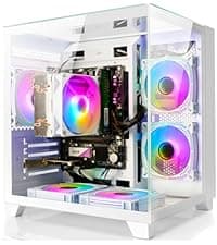 LXZ Desktop PC Computer Ryzen 5-5600GT 8 core 3.6GHz, 16G DDR4 RAM, 512G NVME SSD, Tower Computer with 400W Power Supply for Working, Home and Office (White)