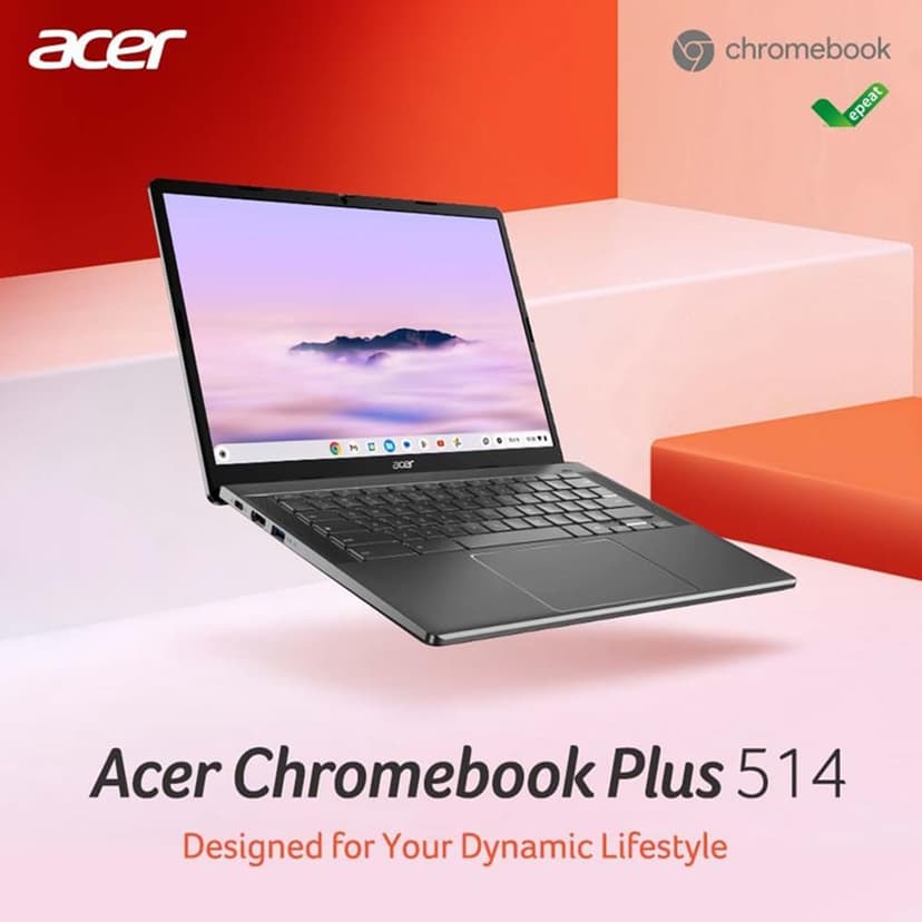 Acer Chromebook Plus 514 Laptop with Google AI – 14" WUXGA 1920 x 1200 IPS Touch Display | AMD Ryzen 3 7320C | 8GB LPDDR5X | 128GB eMMC | Wi-Fi 6E | FHD Camera | Chrome OS | CB514-3HT-R8RB