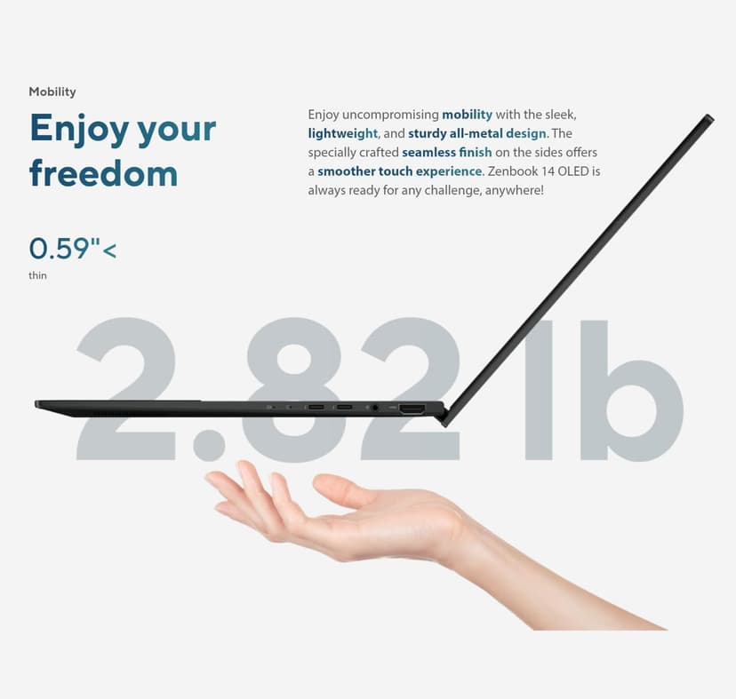 ASUS Zenbook 14 WUXGA Touch AI Ready OLED Business Laptop, 14Cores Intel Ultra 5-125H(Beats i7-1370P), Win11, Wi-Fi 6E, FHD IR Webcam, 2X Thunderbolt 4, w/Mousepad (8GB LPDDR5 RAM | 512GB PCIe SSD)