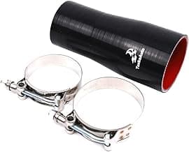Universal TMKOOL 6" Length High Performance Straight Reducer 2.75"-3" ID Silicone Hose Coupler With T Bolt Clamp Air Intake/Turbo/Intercooler (Black, 2.75"-3")
