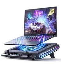 llano RGB Laptop Cooling Pad, Gaming Laptop Cooler with Powerful Turbofan, Fast Cooling Laptop 15.6-21in, Adjustable Speed, Touch Control, LCD Screen