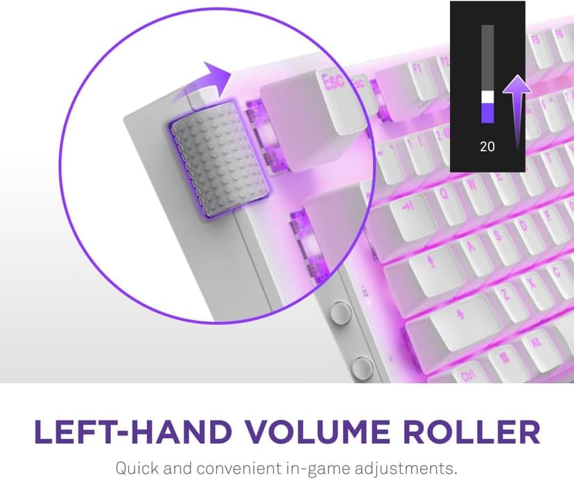 NZXT Function 2 Full-Size Wired Optical Gaming Keyboard - 8K Polling Rate - Linear Optical Switches - Adjustable Actuation - Double-Shot PBT Keycaps - RGB - Hot-Swappable - White