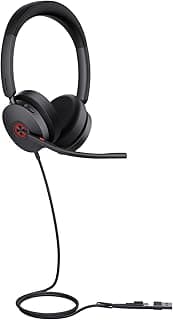 Yealink UH48 ANC Wired Headset with Microphone, Active Noise Cancelling USB Headphones for PC, MS Teams Certified Works with All Other Call Platforms, USB-A or USB-C Connectivity, Mute Button