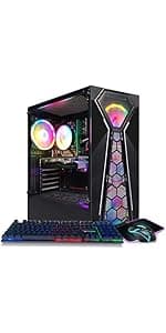 STGAubron Dual CPU Gaming PC, Dual Intel i7 Xeon E5 up to 3.7GHz, Radeon RX 580 8G, 16G DDR4, 512G SSD, 600M WiFi, BT 5.0, RGB Fan x 4, Windows 10 Pro