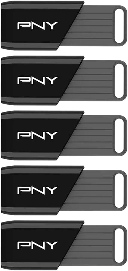 PNY 64GB Attaché X USB 3.2 Gen 1 Flash Drive, Advanced Performance Up to 130MB/s Read, Everyday Data Store & Transfer, Reliable Portable Storage, Durable, Type-A, Computers, Laptops, Desktops, 5-Pack