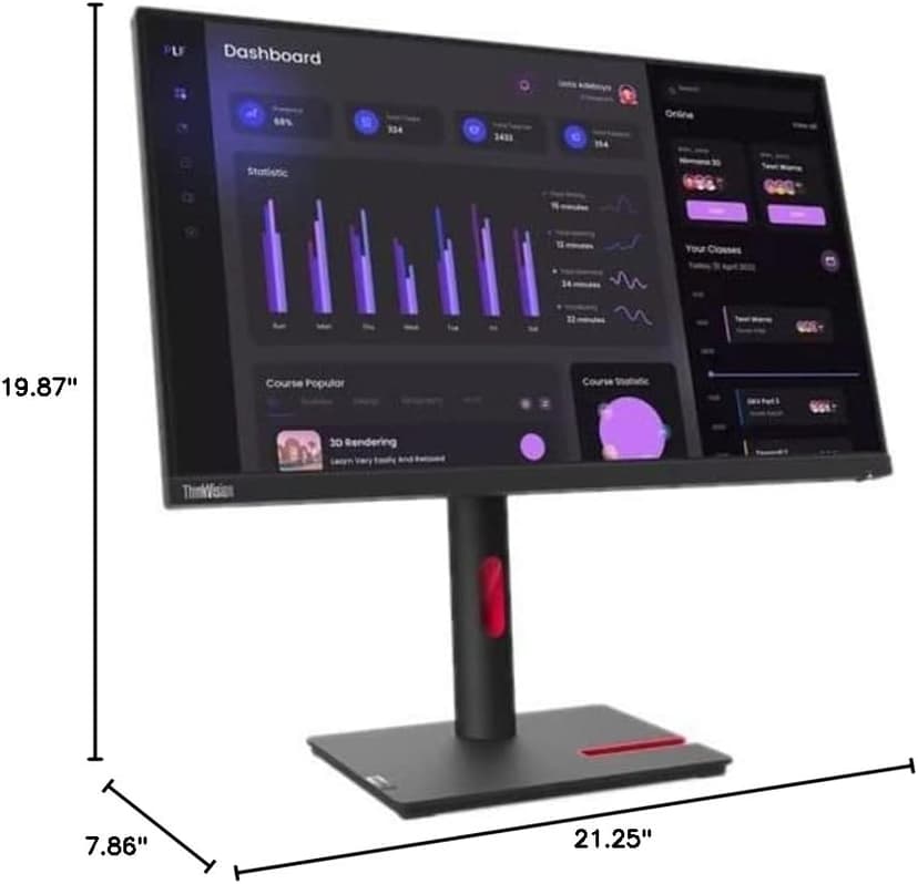 Lenovo ThinkVision T24i-30 24" Class Full HD LED Monitor - 16:9 - Raven Black