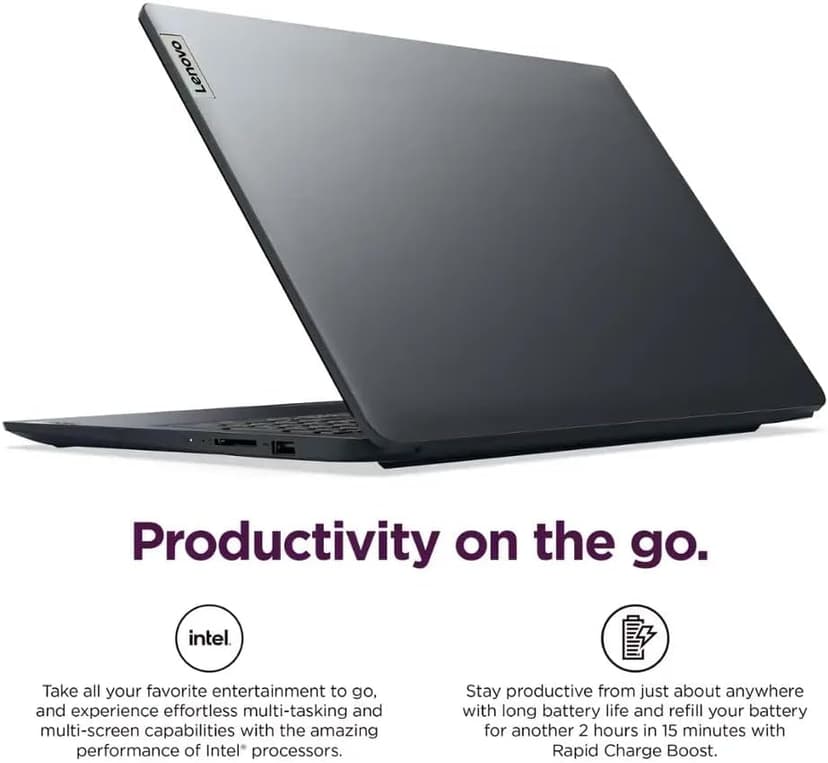 Lenovo Ideapad 1 15.6" HD Laptop, Intel Celeron N4500, 4GB DDR4, 128GB eMMC, W11HS, One-Year Microsoft Office 365, Abyss Blue, 82LX00D3US