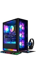 STGAubron Desktop PC, Intel Core i7 up to 3.9G, GeForce RTX 3060 12G GDDR6, 32G, 1TB SSD, WiFi, BT 5.0, RGB Fanx6, RGB Keybaord, RGB Mouse, Mouse Pad, RGB Bluetooth Sound Bar, RGB BT Gaming Mic W1
