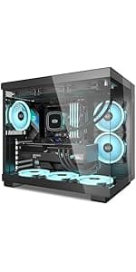 PCCOOLER C3T500 ARGB PC Case Mid Tower Desktop Computer Gaming Superior Case for ATX/M-ATX/ITX with 6 ARGB Case Fans,Column-Free Design,360MM Radiator&400MM GPU Support,Easy Installation (Black)