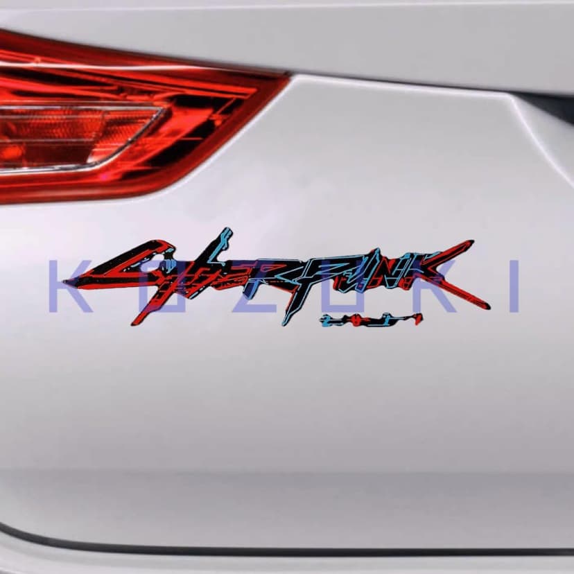Vinyl Sticker Cyberpunk Decal Water Proof Reflective for Car, Laptop (Red+Blue)
