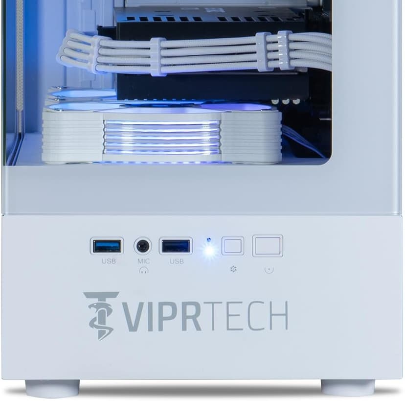 ViprTech Reaper 2.0 Liquid-Cooled PC - AMD Ryzen 7 8700F (5.0Ghz Turbo), RTX 5060 Ti 16GB, 32GB DDR5 6400, 1TB NVMe SSD, Gold PSU, VR-Ready, WiFi, BT, Win 11, Gaming Desktop Computer White