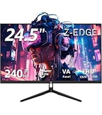24.5" Gaming Monitor 240Hz, Z-Edge UG25F FHD 1920x1080 Computer Monitor, 1ms Frameless LED, Contrast Ratio 5000:1