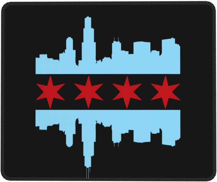 Chicago City Flag Skyline Mouse Pad, Laptop Office Desk Accessories Wireless Mouse Pad Mouse Pad Non-Slip Water Resistant Desk Mat Premium Computer Accessories, Black