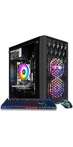 STGAubron Prebuilt Gaming PC Desktop, Radeon RX 550 4G GDDR5, Intel Core I5 up to 3.7GHz, 16G RAM, 512G SSD, WiFi, BT 5.0, RGB Fan x3, Windows 10 Home