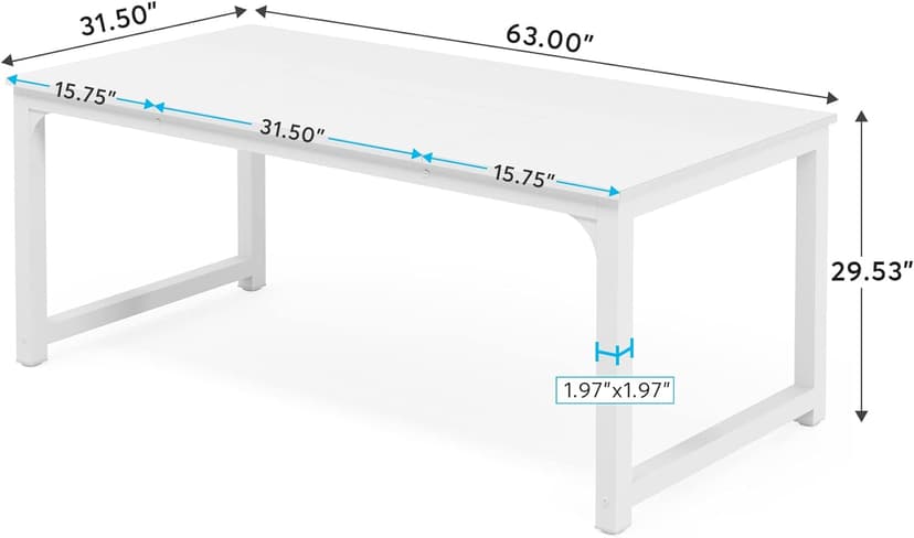 Tribesigns Modern Computer Desk, 63 x 31.5 inch Large Executive Office Desk Computer Table Study Writing Desk Workstation for Home Office, Spliced Desktop, White