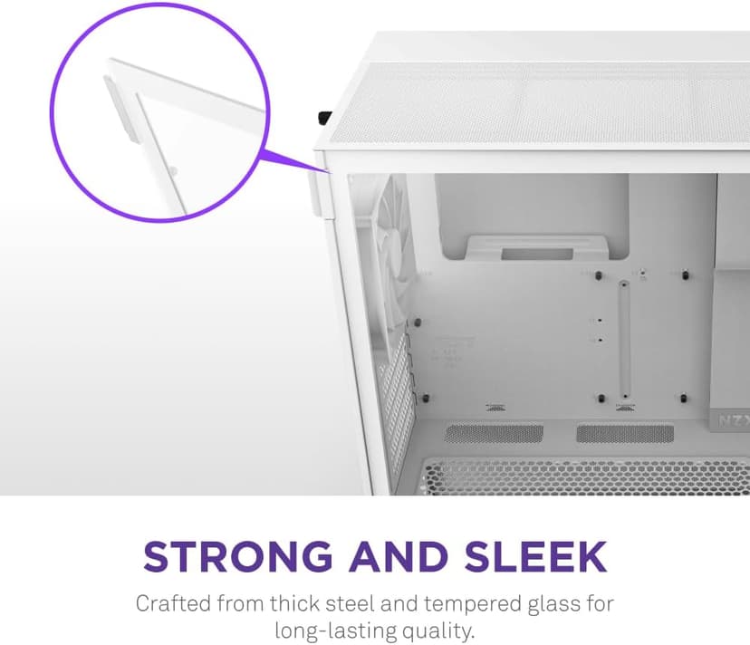 NZXT H5 Flow 2024 - Compact ATX Mid-Tower PC Gaming Case - High Airflow - 2 x 120mm Fans Included - 360mm Front & 240mm Top Radiator Support - Cable Management System - Tempered Glass - White