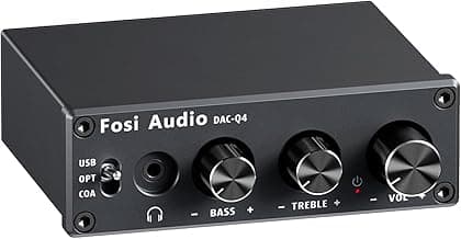 Fosi Audio Q4 DAC Headphone Amp for PC, Desktop Digital to Analog Audio Converter for Home Stereo Amplifier and Powered Speakers, PC-USB/Optical/Coaxial Inputs, 3.5mm Headphone/RCA Outputs