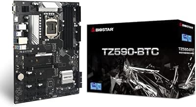 Biostar TZ590-BTC (Intel 10th and 11th Gen) LGA 1200 Intel Z590 9 GPU Support GPU Mining Motherboard.