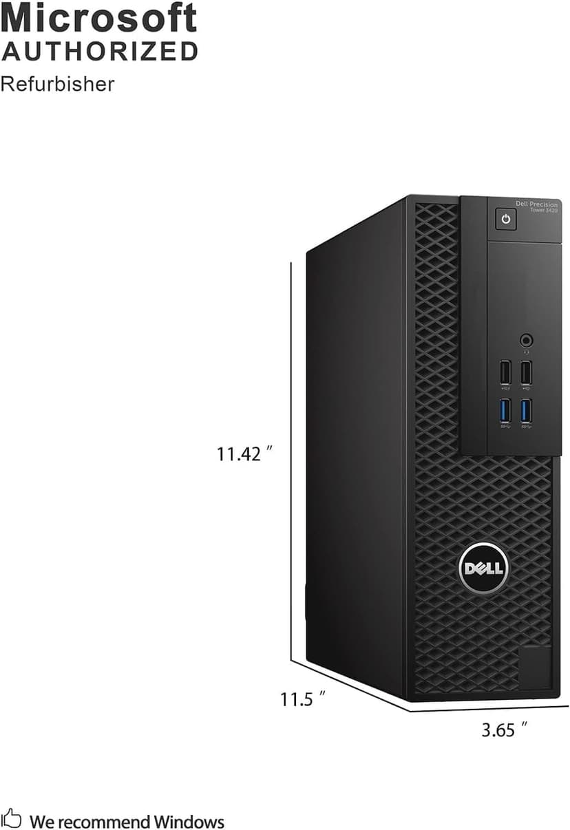 Dell Precision Tower 3420 - SFF Intel Core i5-6600 3.2GHz, 16GB RAM, 512GB Solid State Drive, WiFi, BT, 4K Support, Keyboard & Mouse, Windows 10 Pro 64bit, (Renewed)
