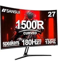 SANSUI 24 Inch Gaming Monitor 180Hz 1Ms FreeSync HDR 110% sRGB FHD 1080P Computer Monitor HDMI DP Ports Eye Care Frameless VESA Mount Cable Management(ES-G24F4L HDMI Cable Included)