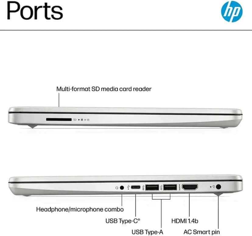 HP Business Student Laptop Computer - Windows 11 Pro & Microsoft Office Lifetime | 14 inch HD | AI-Powered, 12 Hr Batter N-Serious Laptop| 16GB RAM, 128GB UFS, 256GB Extend Micro SD | Silver