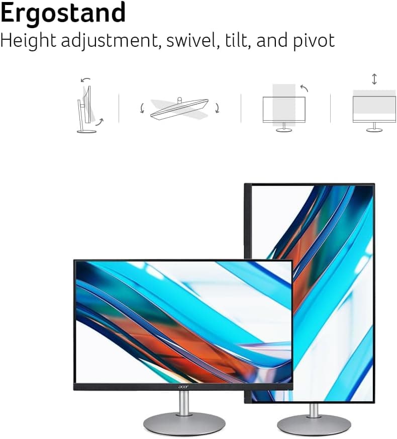 acer CB272U Ebmiiprx 27" WQHD 2560 x 1440 Home Office Monitor | AMD FreeSync | 1ms VRB | 100Hz | Zero Frame | Height Adjustable Stand with Swivel, Tilt & Pivot (Display Port 1.2 & 2 x HDMI 2.0 Ports)