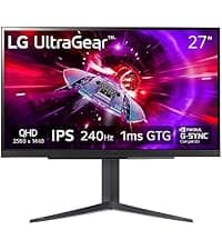 LG UltraGear QHD 27-Inch Gaming Monitor 27GL83A-B - IPS 1ms (GtG), with HDR 10 Compatibility, NVIDIA G-SYNC, and AMD FreeSync, 144Hz, Black