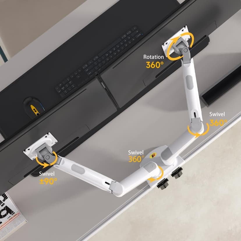 NB North Bayou Dual Monitor Desk Mount Stand Full Motion Swivel Computer Monitor Arm for Two Screens 17-27 Inch with 4.4~19.8lbs Load Capacity for Each Display F160-W