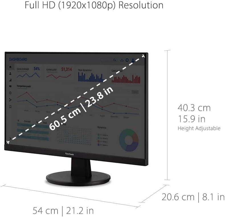 ViewSonic VA2447-MH 24 Inch Full HD 1080p Monitor with 100Hz, FreeSync, Ultra-Thin Bezel, Eye Care, HDMI, VGA Inputs for Home and Office