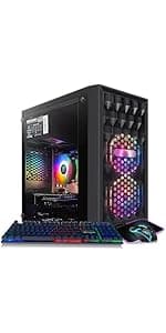 STGAubron Dual CPU Gaming PC, Dual Intel i7 Xeon E5 up to 3.7GHz, Radeon RX 580 8G, 16G DDR4, 512G SSD, 600M WiFi, BT 5.0, RGB Fan x 4, Windows 10 Pro