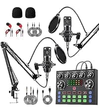 Podcast Equipment Bundle, BM-800 Condenser with Voice Changer, Recording Studio Package - Podcast Microphone Bundle for Laptop, Streaming/Live Broadcast/YouTube Recording (AM200-V8)